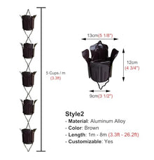 WhamtL Black Cups Rain Chains for Gutters, Aluminum Alloy Anti-Rust Rain Bells Diverter, Extra Long Rain Chains Waterfall Rain Catcher Chain(Style2,8m (26.2ft))