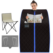 SereneLife Compact & Portable Infrared Steam Sauna, Personal Spa Style Sauna for At-Home Relaxation and Rejuvenation, Easy Access Sit-in Design, Foldable Chair, Energy Efficient, Foot Pad Heating Mat