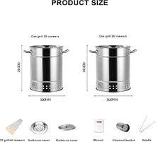 Acivirdde Portable Smokeless Charcoal Grill & Vertical BBQ Smoker - Large Capacity Stainless Steel Barrel Grill with Rotating Roasting (Large)