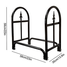 EliteBloom Heavy Duty Black Finish Wrought Iron Fireplace Firewood Log Rack 58 X 35 X 58 cm Small Wood Holder Rack for Stove/Fire Pit Indoor Use,