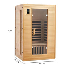 PioneerWorks 2024 Upgrade 2 Person Sauna Low EMF Infrared Therapy Wooden Dry Steam Sauna Wood Color