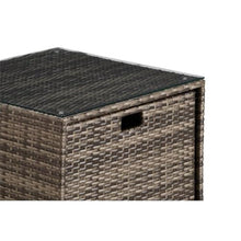 Afuera Living Modern Outdoor Side Table with Storage, Brown Frame, Handwoven All-Weather Resin Wicker, Roomy Drawer, Low Profile Wide Tabletop, Midcentury Design, Ideal for Patio or Outdoor Spaces