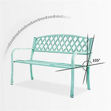 Outdoor Park Patio Seat Patio Bench with Mesh Backrest and Armrest, Durable Vintage Metal Garden Bench, Decorative Seating for 2 People - Porch Furniture Seating for