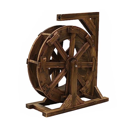 Wood Water Fountain,Waterwheel Fountain Wood Design Fountain Feng Shui Wheels Yard Decorative Outdoor,Vintage Rustic Ornamental Pond,Decorative Outdoor Indoor Balcony for Garden,Patio Backyard,Porch (