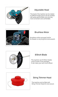 Electric Lawn Mower, Cordless Lawn Mower Brushless Motor Electric Grass Trimmer Adjustable Length Angle Telescopic Pruning Garden Tools Wire Wheel (Color : 1 Battery Set, Size : W) (1 Battery Set