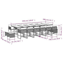 KGCRYUWED 17-Piece Outdoor Dining Set for 16, Black PE Rattan Garden Table with Cushioned Chairs and Stools, Weather-Resistant Patio Furniture for Backyard Gatherings