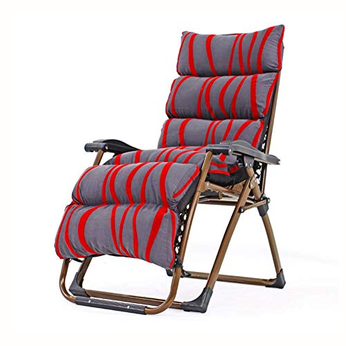 FAFACAI Folding Recliner, Outdoor Reclining Zero Heavy Duty Chair, Extra Wide Adjustable Lounger Chair for Patio Garden Beach Pool, with Cushions Support 200kg