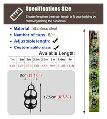 XHsghSEG rain Chain, Stainless Steel Black 1-4m(2 m (6.5ft))