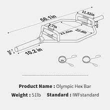 Napfox Olympic Hex Bar Deadlift with Knurled Handles, 210lb