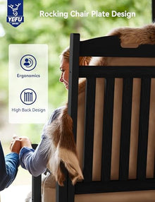 YEFU Rocking Chair Outdoor, Oversize Rocking Chair HIPS, Set of 4, Black