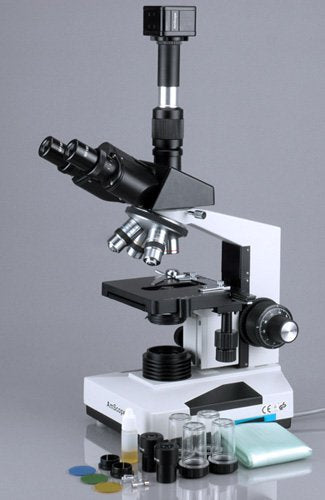 AmScope Digital Trinocular Microscope 40X-1600X with Camera and Software