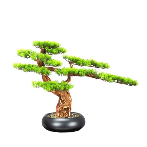 DUYHBAWRS Welcome Pine Bonsai Simulation Creative Solid Wood Green Plant Potted Decoration
