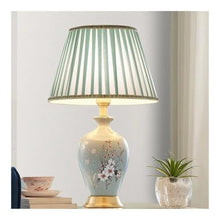 WOAITIANTIAN Desk Lamps Remote Control Ceramic Table Lamp with Painted Flower for Bedside