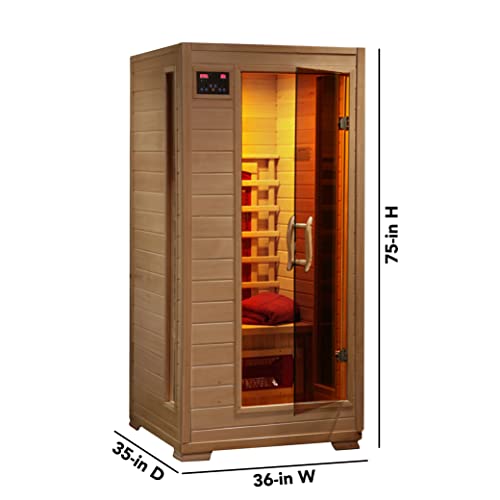 Blue Wave Radiant Saunas BSA2400 1-2 Person Hemlock Ceramic Infrared Sauna Brown