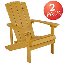 Flash Furniture Charlestown Poly Resin Adirondack Chair - Yellow - All Weather - Indoor/Outdoor - Set of 2
