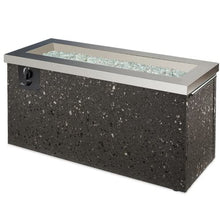 Outdoor GreatRoom Co Propane Fire Pit Table - Key Largo Gas Fire Pits for Outside Patio - 48 Inch Rectangular Stainless Steel Firepit Fire Table, Stucco Base, Glass Tabletop Cover, 80,000 BTU