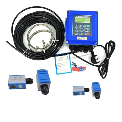 Water Flow Meter, TUF-2000B Wall Mounted Water Flow Meter Transducer TS-2/TM-1-HT Optional SD Storage Clamp Sensor Liquid Ultrasonic Flowmeter,for Outdoor Garden Hose Watering(Host and TS-2 TM-1)