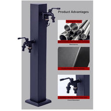 PUCNHZYNW Black Freestanding Garden Water Column with 2 Double Outlet Faucet Hose Stand 304 Stainless Steel Outdoor Antifreeze Faucet Water Tap