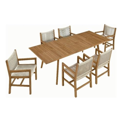 Modway Vienna Outdoor Patio Teak Wood 7-Piece Dining Set Natural Natural