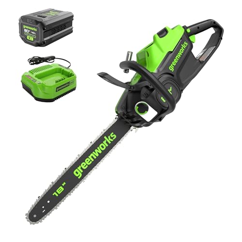 Greenworks 80V 18 in Cordless Electric Chainsaw, 4.0 Ah Battery and Charger