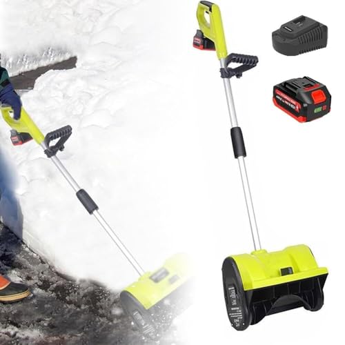 ZIJINGM 1200W Electric Snow Blower, 36×16cm Snow Removal Tool, Rechargeable Shovel Snow Thrower with 4.0Ah Li-ion Battery & Charger(OneBattery)