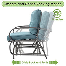 Penny Online Glider Bench for 2-Person Outdoor Glider Bench Outside Patio Glider Rocking Loveseat Steel Frame Chair Set with Armrest UV- and Water-Resistant Cushion (Khaki)