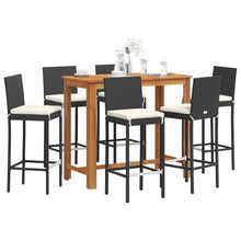 KDVXBCQJH 7 Piece Outdoor Patio Bar Set Acacia Wood Table PE Rattan Stools