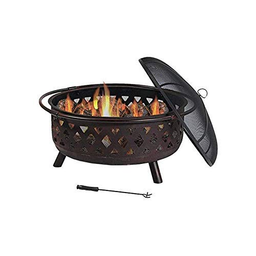 Outdoor Fire Pits 36 Inch Large Bonfire Wood Burning Patio & Backyard Firepit for Outside with Spark Screen, Fireplace Poker, and Round Cover