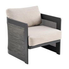 Merax Outdoor Aluminum Club Chair with Cushions Set of 2, Black+ Beige