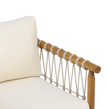 Merax Oversized Acacia Wood Outdoor Lounge Loveseat with Beige Rope Accents