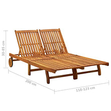 2-Person Lounger with Cushions,Outside Tanning Sun Chairs,Outdoor Set for Patio, Deck, and Poolside, Solid Acacia Wood (Brown+anthracitematerial)