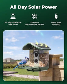 Solar Bird Feeder with Camera, 4K Auto Focus, Kiwibit Bird Feeder 2 Pro