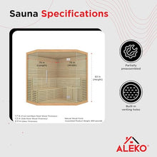 ALEKO Traditional Indoor Sauna Canadian Hemlock Wood 5-6 Person LED Lights Wet Steam Dry Sauna UL Certified 6kW Harvia Sauna Heater SEA5JIU