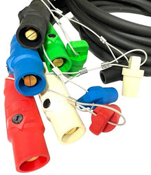 ACDC 4/0 Type SC Entertainment,Generator Power Cables 5 Cable Set,w CAPS, 405 A 12 FT EA