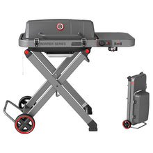 Feasto Portable Gas Grill with Foldable X-Frame Cart for Tailgating, Gray