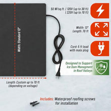 Roof Valley Ice Dam Heater Mat, Snow Melting Deicing System, 30 ft x 13 in