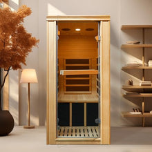 Daleyzay One Person Low EMF Infrared Wood Sauna with Oxygen Bar Natural