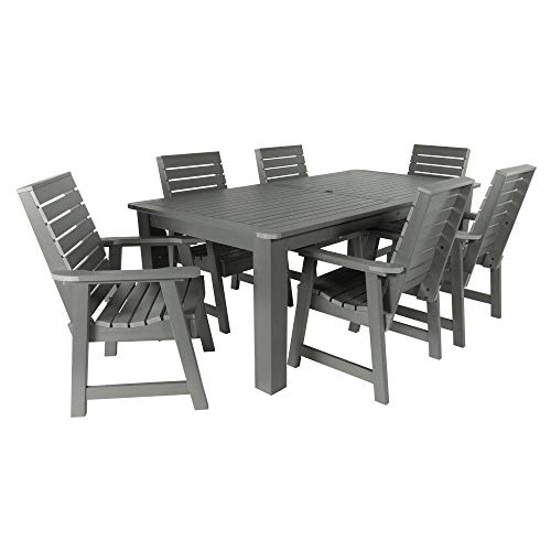 Highwood 7pc Weatherly Rectangular Dining Set 84" x 42" Coastal Teak