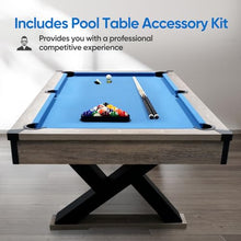 WAQINBR 7 ft Pool Table Rustic Blond K-Shaped Legs Royal Blue Cloth