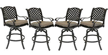 BOTARO Nassau Outdoor Patio 4 Swivel Bar Stools 30" High Cast Aluminum Dark Bronze