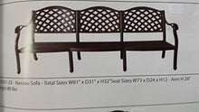 Nassau Outdoor Patio 2 Sofas Cast Aluminum Dark Bronze, Walnut Cushions