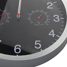 KYTGFH Metal Silent Quartz Wall Clock Quiet Movement Thermometer Hygrometer Black and White