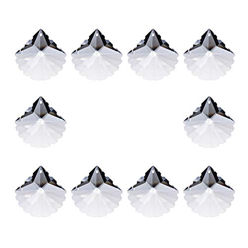 longsheng 10pcs Crystal Prisms Scallop Shape Chandelier Drop Parts Free Hanging Rings Curtain Lamp Drop 50mm Rainbow Maker Wedding Decor