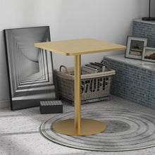 side table, 29" Height, with Metal Base, Decorative Pedestal Table(/Gold)