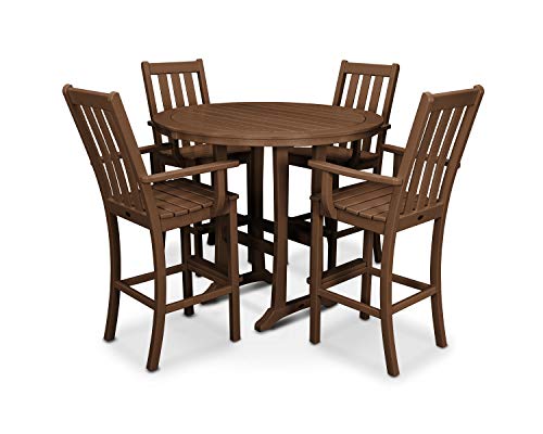 Polywood® Vineyard 5-Piece Round Bar Set in Teak