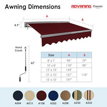 ADVANING Classic Series 10'X8' Manual Retractable Awning, 100% Acrylic UV+ Sun Shade Canopy, Burgundy (Solid), MA1008-A108H
