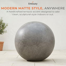 Emissary Terrazzo Gazing Ball 20 in. Matte Gray Outdoor Garden Sphere