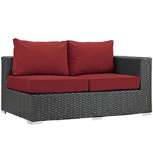 Modway Sojourn Wicker Rattan Outdoor Patio Sunbrella Fabric Right-Arm Loveseat in Canvas Red