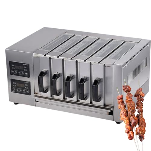UWYTGF Electric Drawer Barbecue Meat Machine,3/5/7 Layer Multifunctional Commercial Drawer Barbecue Grill with Top Viewing Window & Oil Drain Pan,Stainless Steel Barbecue Meat Skewers Machine,5 Layer