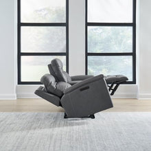 Liberty Furniture Cooper Triple Power Reclining Loveseat with Console - USB Charging Ports, Wireless Charging Pads, Hidden Cupholders - Blue Gray Leather